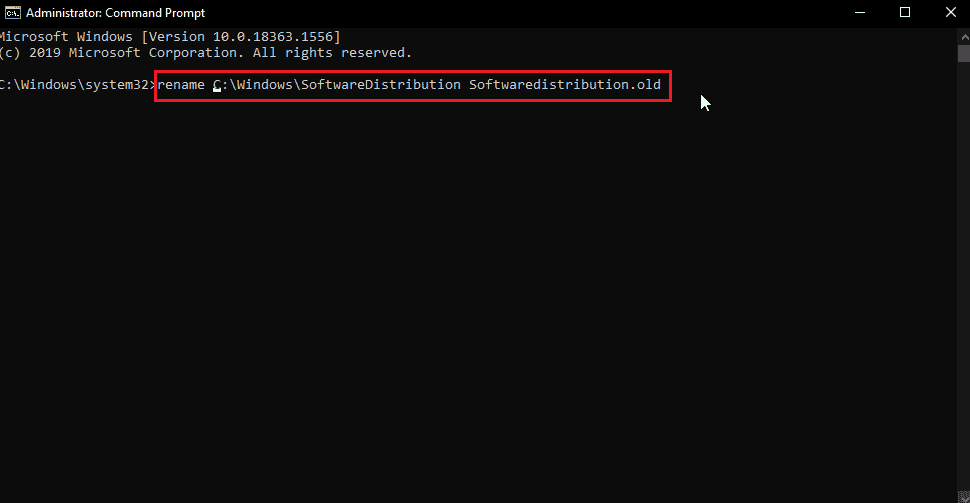 鍵入重命名 Softwaredistribution.old 命令