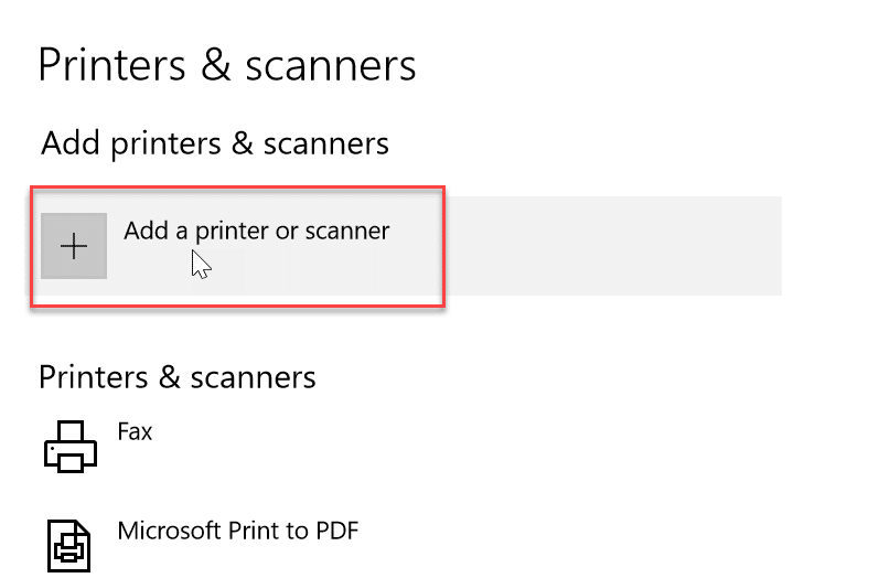 ajouter une imprimante ou un scanner. Correction d'une erreur d'impression dans Windows 10