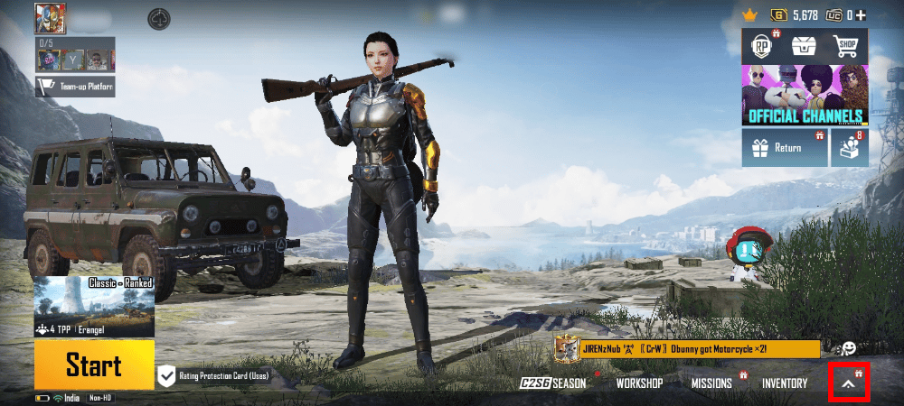 แตะที่ไอคอนลูกศรชี้ลง | วิธีลบบัญชี PUBG Mobile ของคุณอย่างถาวร