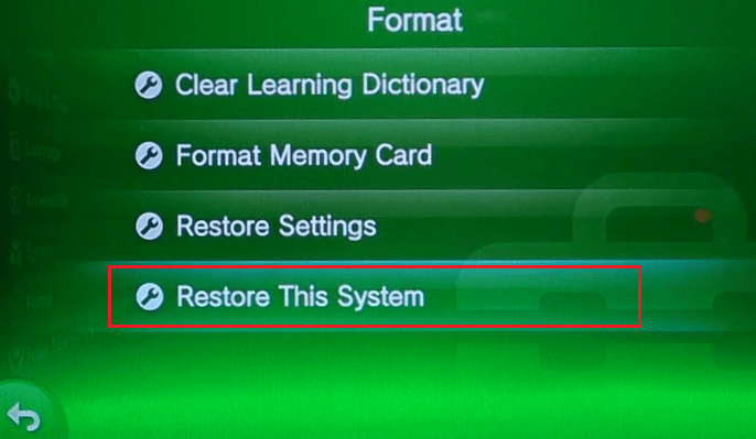 กดปุ่มตัวเลือก Restore This System จากเมนู