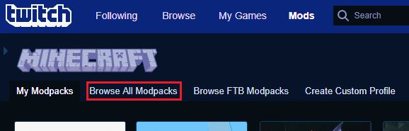 เรียกดู modpacks ทั้งหมด กระบวนการติดตั้ง Twitch Minecraft คืออะไร