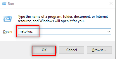 พิมพ์ netplwiz แล้วคลิก OK เพื่อเปิดหน้าต่าง User Accounts