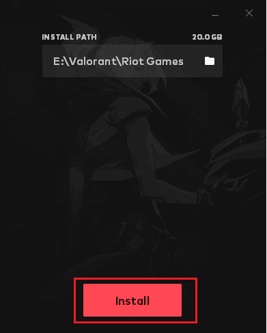 원하는 위치를 선택하고 설치 버튼을 클릭합니다. Windows 10에서 충돌하는 Valorant 그래픽 드라이버 수정