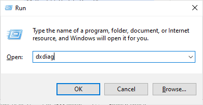 실행 대화 상자에 dxdiag를 입력합니다. Windows 10에서 충돌하는 Valorant 그래픽 드라이버 수정