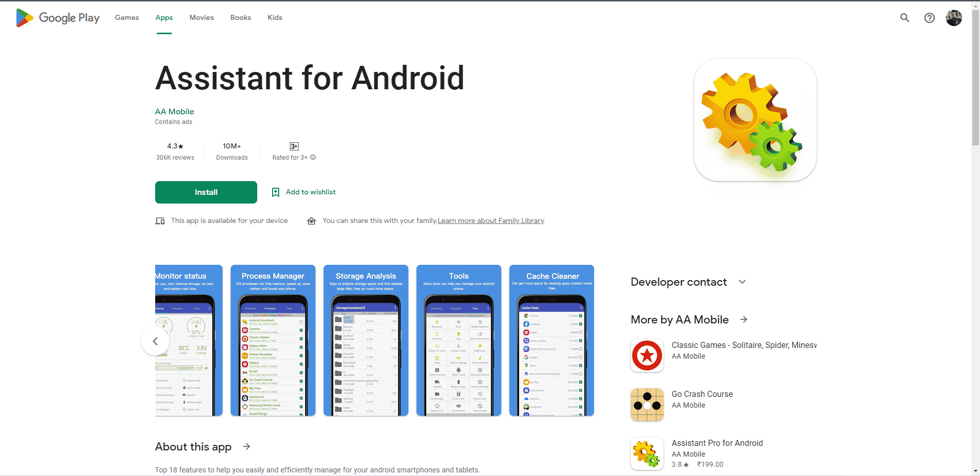 Assistant für die Playstore-Webseite der Android-App