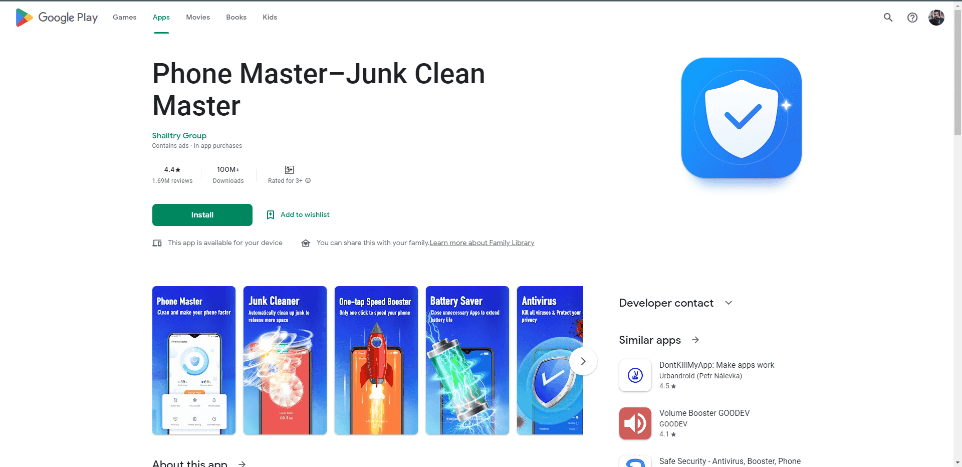 Telefon Master Junk Clean Master