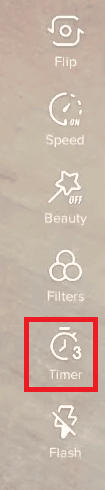 Tippen Sie auf das Timer-Symbol, bevor Sie mit der Aufnahme beginnen