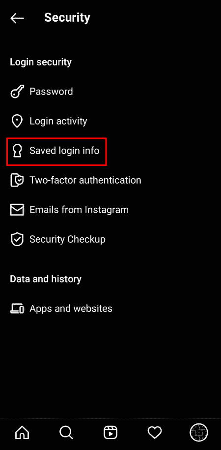 Tippen Sie auf Gespeicherte Anmeldeinformationen | So entfernen Sie Ihr Instagram-Konto vom Telefon