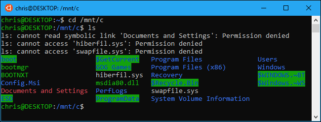 Perintah "ls" dijalankan di direktori C:\ untuk membuat daftar file dan folder.