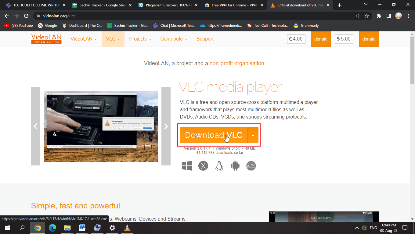 site oficial do vlc media player