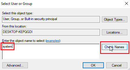 clique na caixa de texto digite o nome do objeto ou nome de usuário e clique em verificar o nome para verificar o nome do usuário. Como renomear o arquivo no diretório de destino