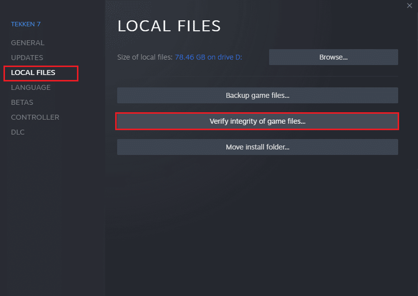 Fai clic sul pulsante Verifica integrità dei file di gioco. Risolvi il problema del suono PUBG nel PC Windows 10