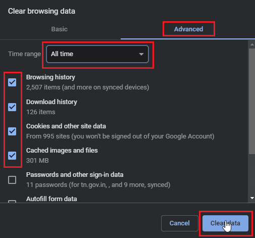 clique em limpar dados. Corrigir a página de login do Disney Plus não carregando