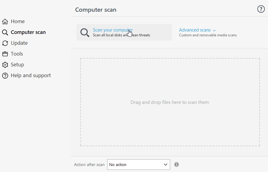 コンピューターをスキャンをクリックします