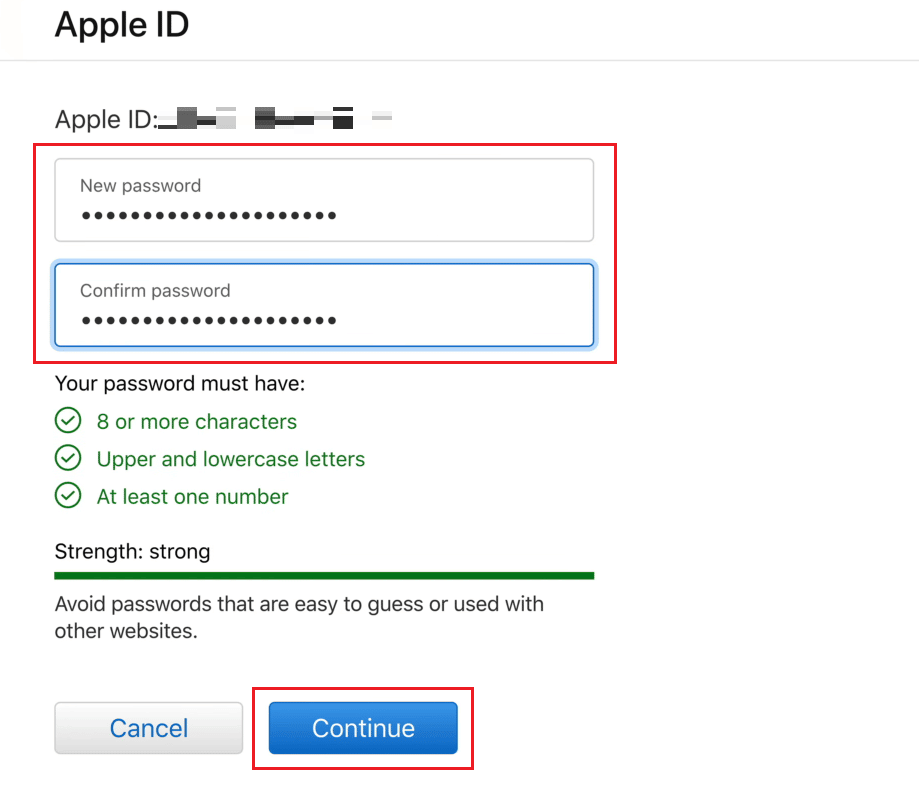 Clicca su Continua dopo aver inserito le password nei campi | Come accedere al tuo account iCloud