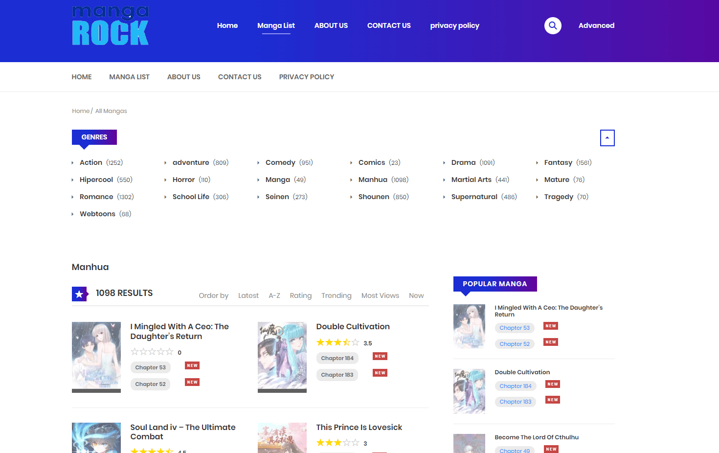 Manga Kayası web sitesi