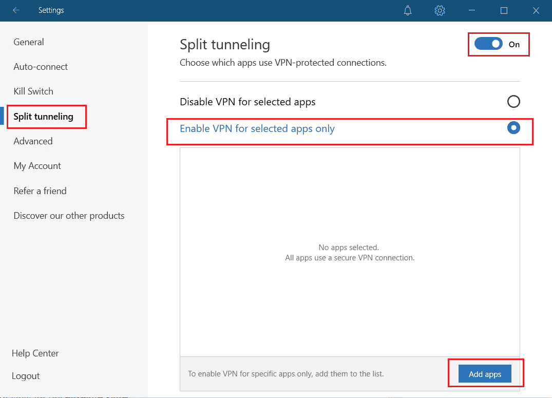 nord vpn attiva lo split tunneling e aggiungi app. Correggi Kodi non si apre in Windows 10