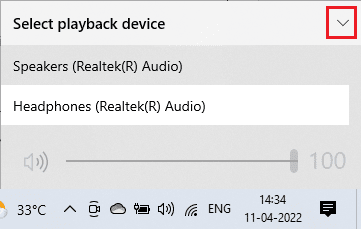 seleccione el dispositivo de reproducción de Logitech y asegúrese de que el audio se esté reproduciendo a través del dispositivo seleccionado. Arreglar el micrófono Logitech G533 que no funciona en Windows 10