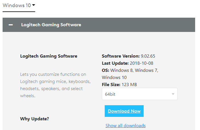 Clique no link anexado aqui para instalar o software de jogos da Logitech em seu sistema. Corrigir o microfone Logitech G533 que não funciona no Windows 10