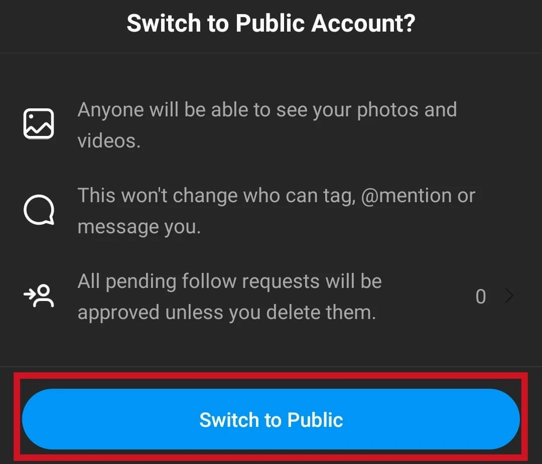 Нажмите на кнопку Switch to Public, чтобы подтвердить переключение.