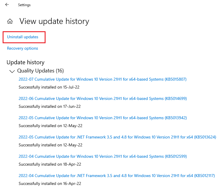 Wählen Sie Updates deinstallieren. Fix DS4 Windows konnte nicht geöffnet werden