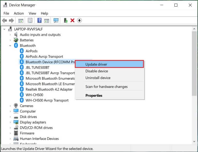 actualizar controlador controlador bluetooth