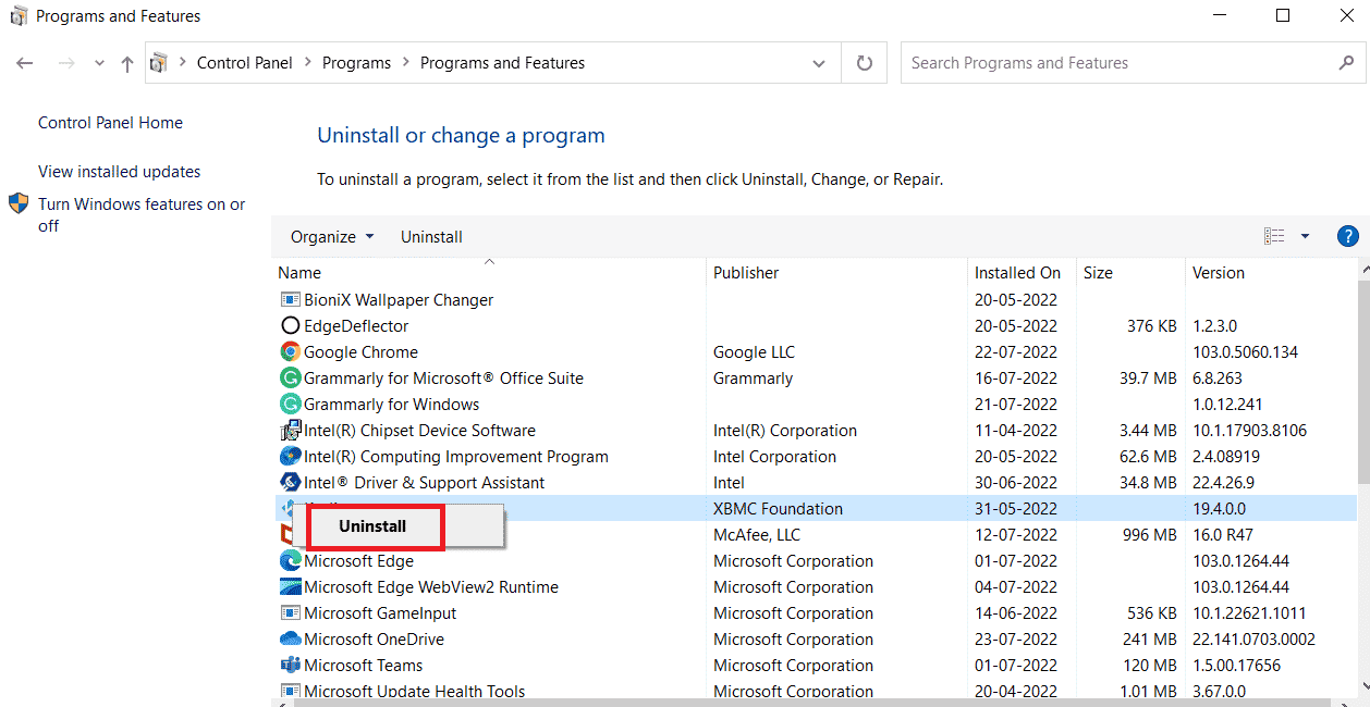 Haga clic en desinstalar. Solucionar el error 306 de Steam VR en Windows 10