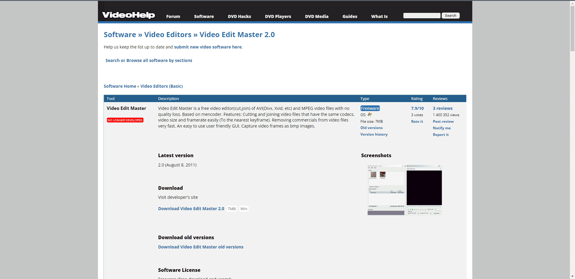 Site officiel de Video Edit Master