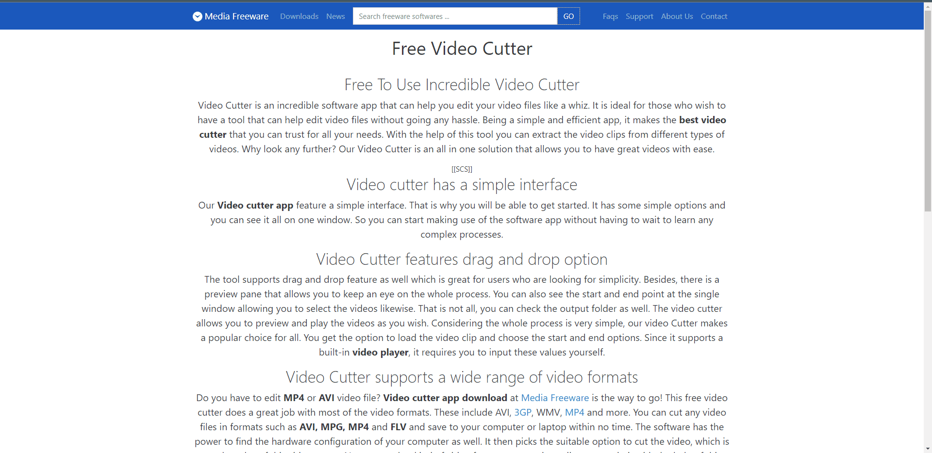 MediaFreeware kostenloser Video-Cutter, offizielle Website