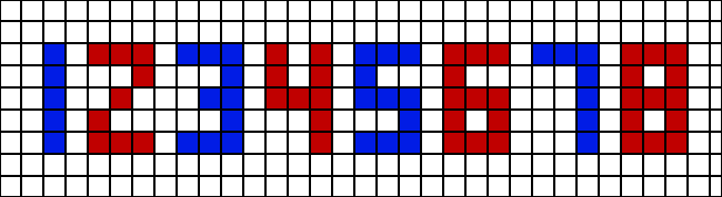 Un exemple de nombres écrits en pixels blocs.