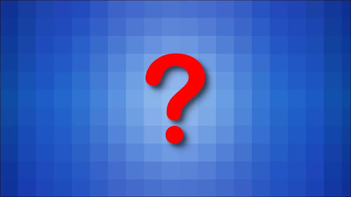 Un fondo azul pixelado con un signo de interrogación rojo delante.