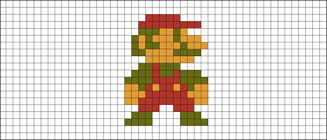 Um bitmap de Mario de Super Mario Bros. no NES.