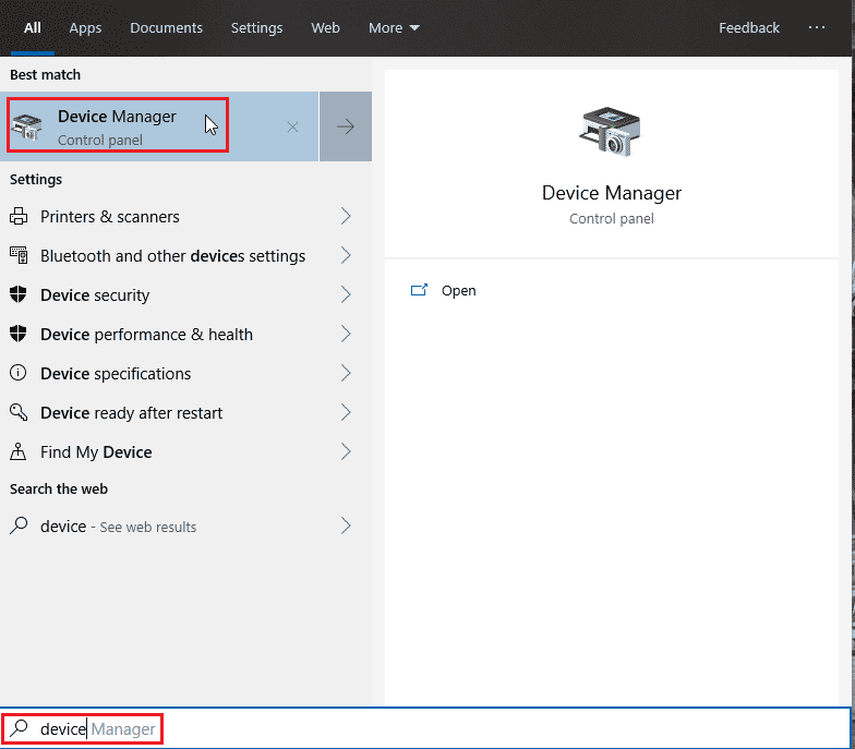 Busque el administrador de dispositivos y haga clic en administrador de dispositivos