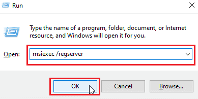 entrare in msiexec regserver per registrare il programma di installazione di Windows e fare clic su ok. Risolto l'errore nell'applicazione delle trasformazioni in Windows 10