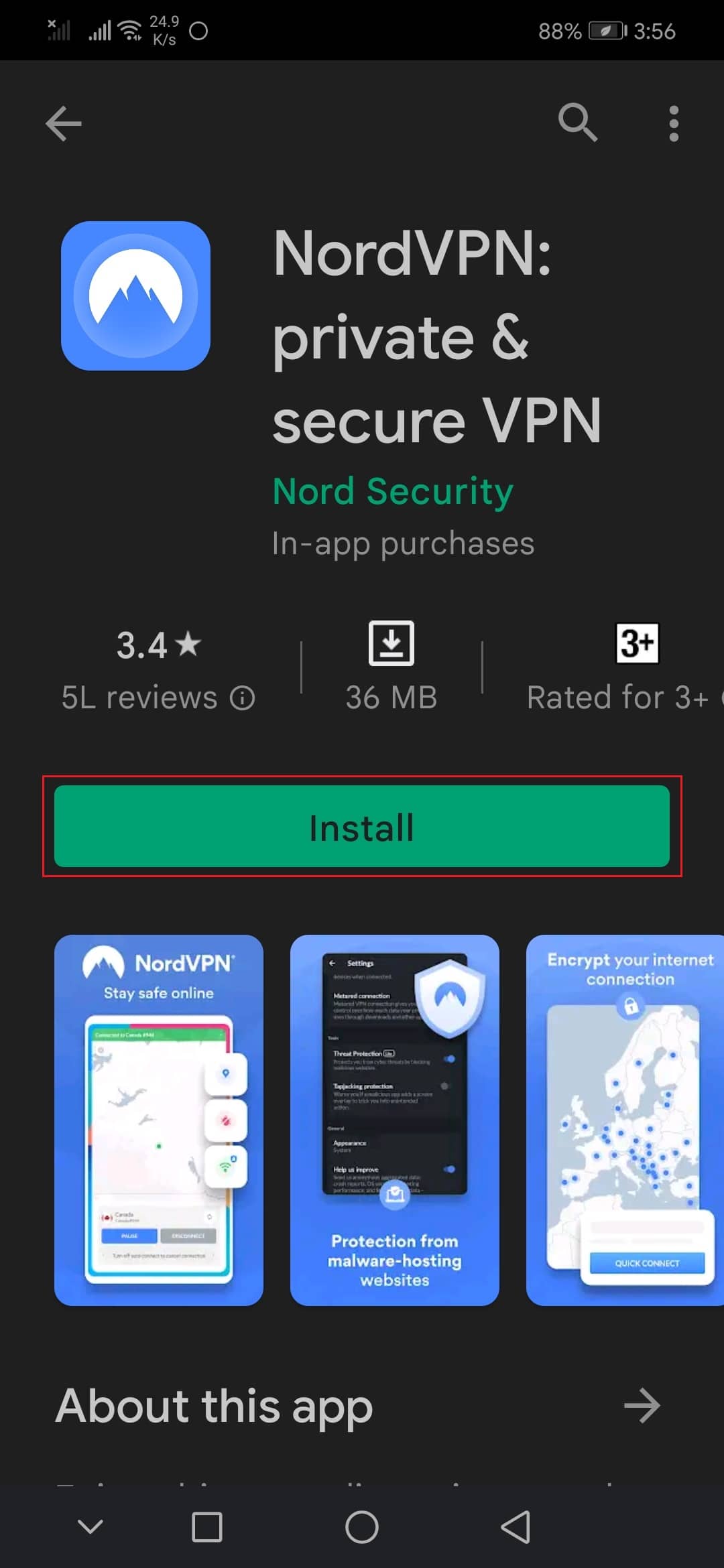 NordVPN Android アプリのプレイストア