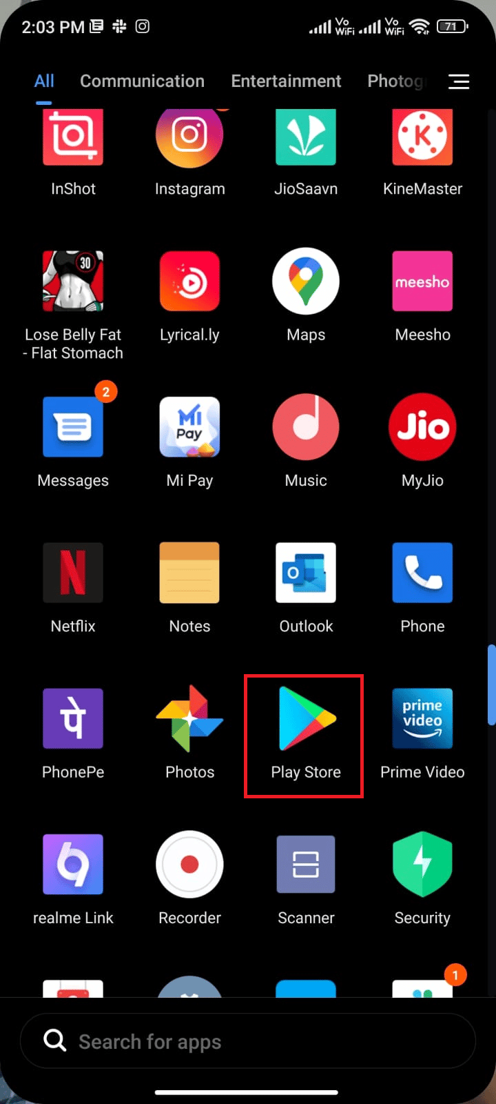 Нажмите на Play Store на главном экране.