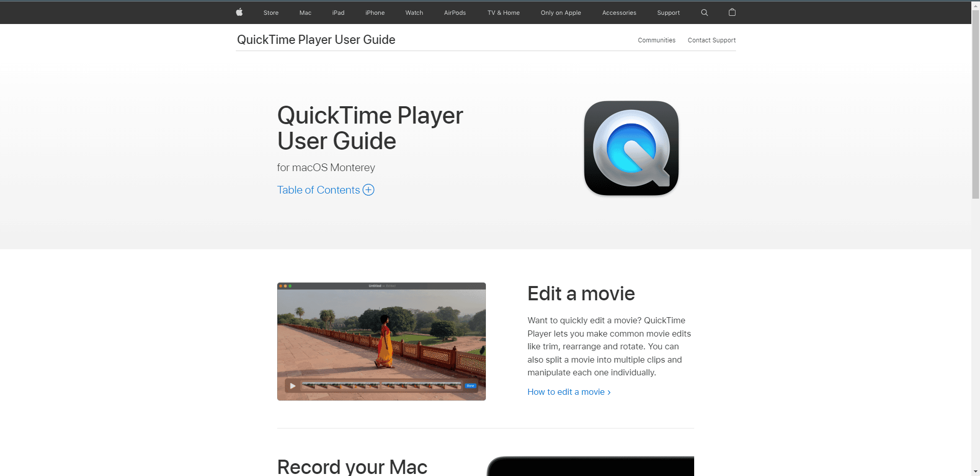 เว็บไซต์อย่างเป็นทางการของ QuickTime