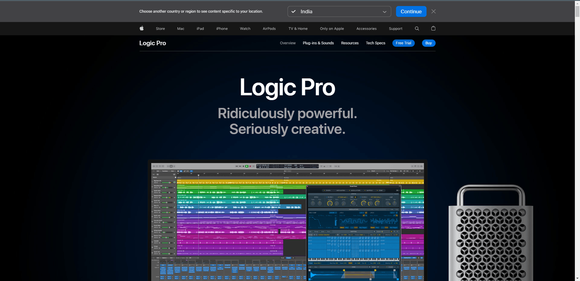 Site oficial do Logic Pro X