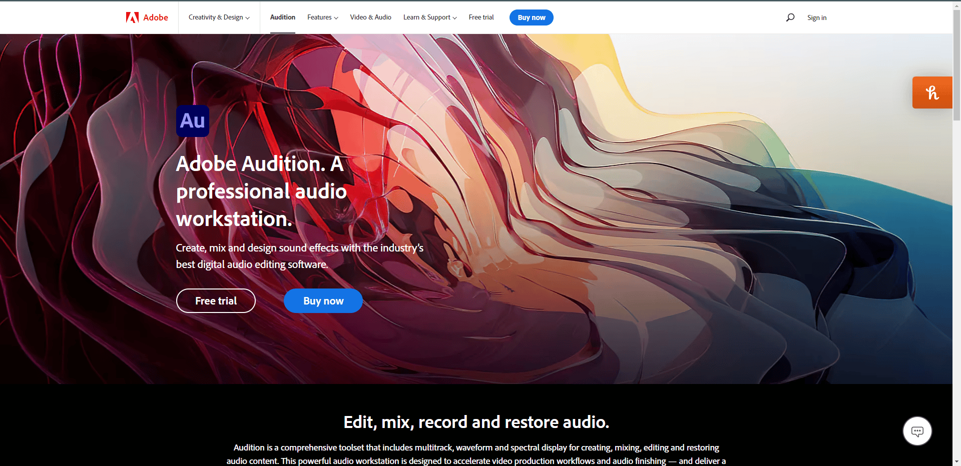 Site-ul oficial Adobe Audition