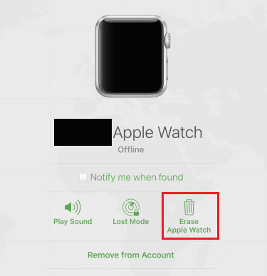 Kliknij Wymaż Apple Watch