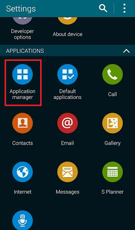 appuyez sur le gestionnaire d'applications sous la section APPLICATIONS