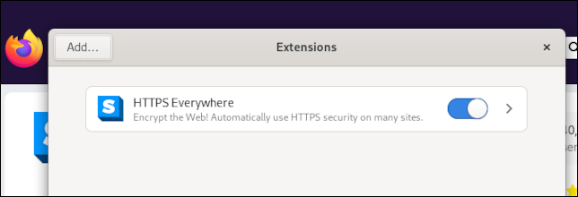 Une extension Firefox installée dans le navigateur Web GNOME 43