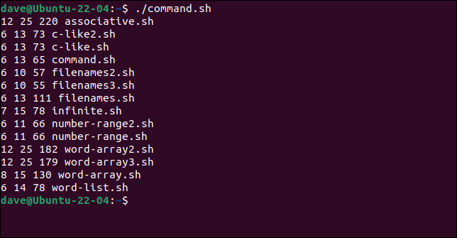 Usando um loop for para iterar sobre a saída de dois comandos canalizados