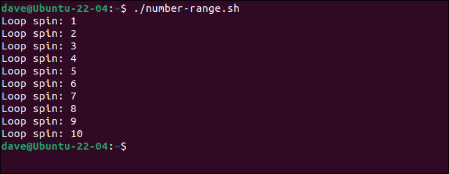 Um loop for usando um intervalo de números