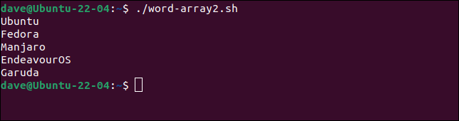 Um loop for pulando uma entrada em uma matriz de palavras por causa do comando continue