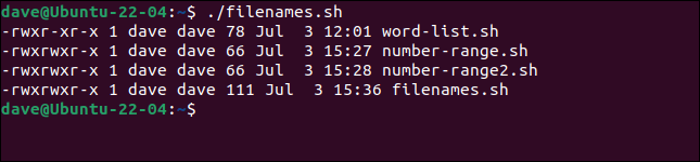 A for loop menggunakan daftar nama file