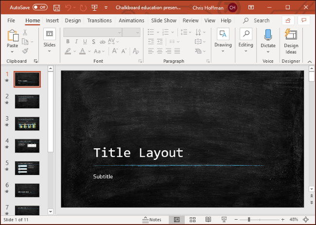 Microsoft PowerPoint บน Windows 10