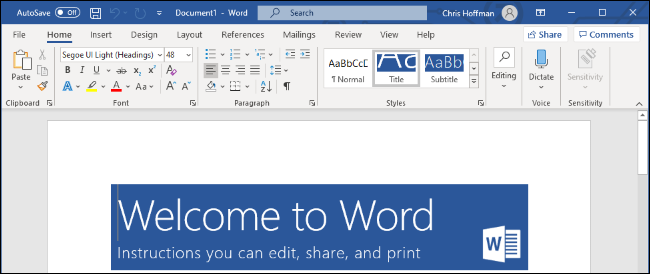 Windows 10'da Microsoft Word