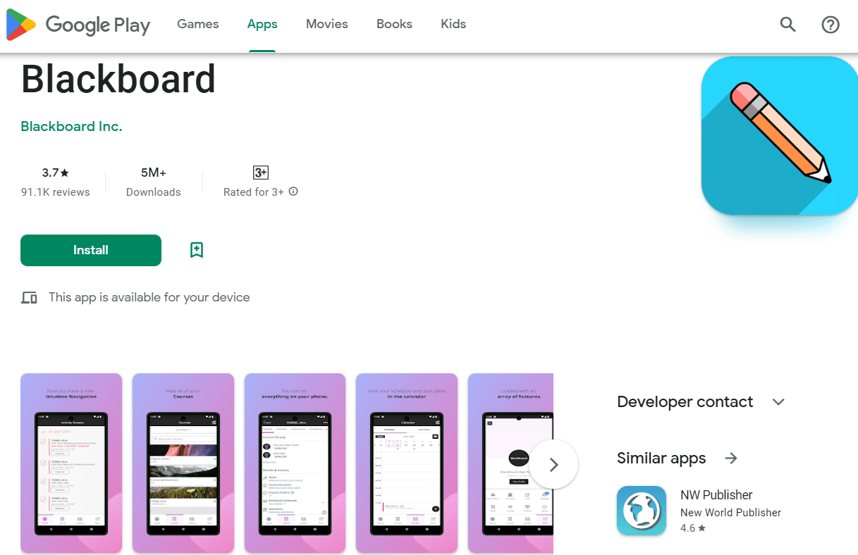 แอพ Blackboard สำหรับ Android บน Play Store