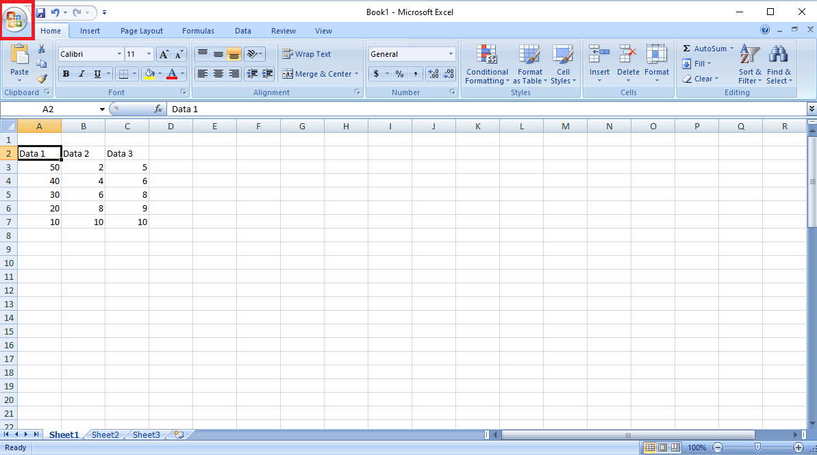 Cliquez sur le bouton Office dans le coin supérieur droit de la fenêtre. Comment réparer l'erreur de déplacement de colonne Excel